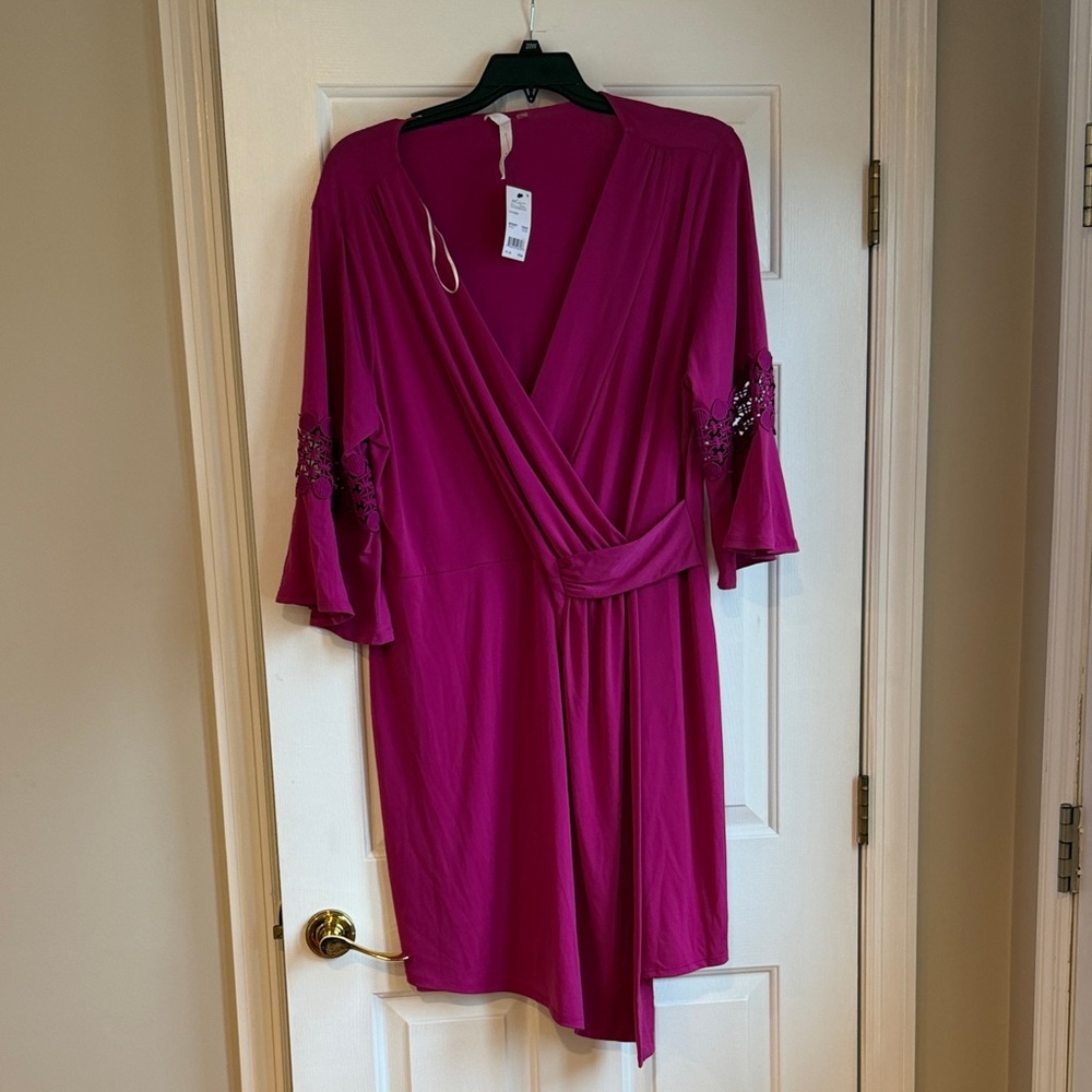 NY Collection Fuchsia Wrap Dress